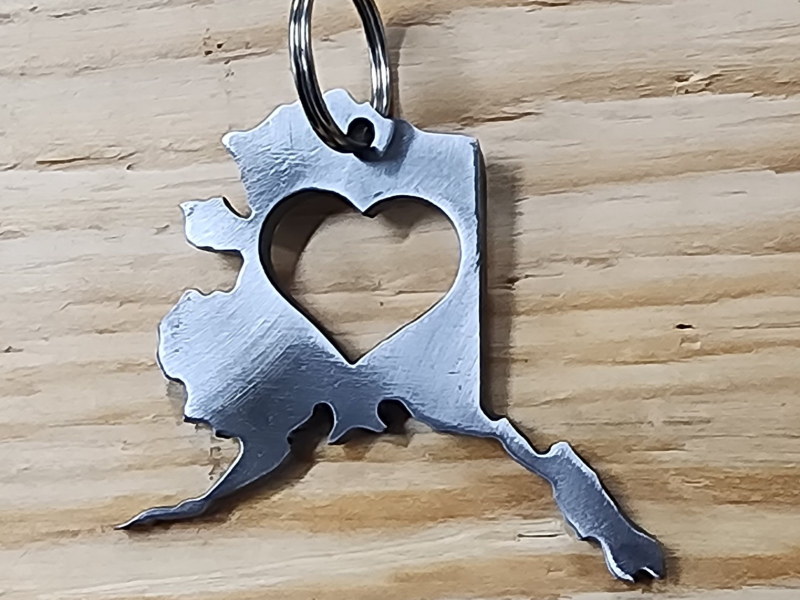 Alaska Heart Key Chain - 3" 10ga